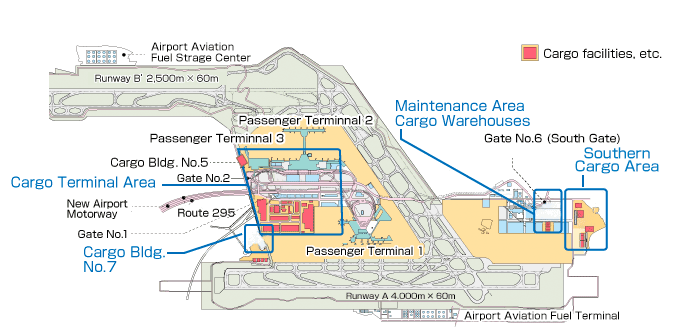 Diagram of Narita Airport Cargo Facilities Layout