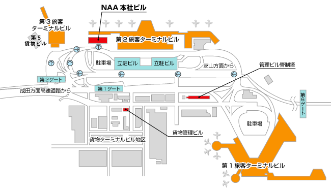 NAA本社ビル・貨物管理ビルマップ